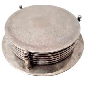 Elegant Silver Coaster Set Vintage